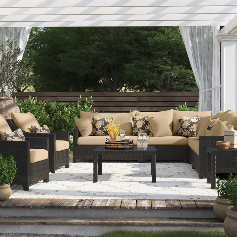 Fionnula 6 - Person Patio Conversation Set with Cushions, Canvas Heather Beige Sunbrella® Canvas