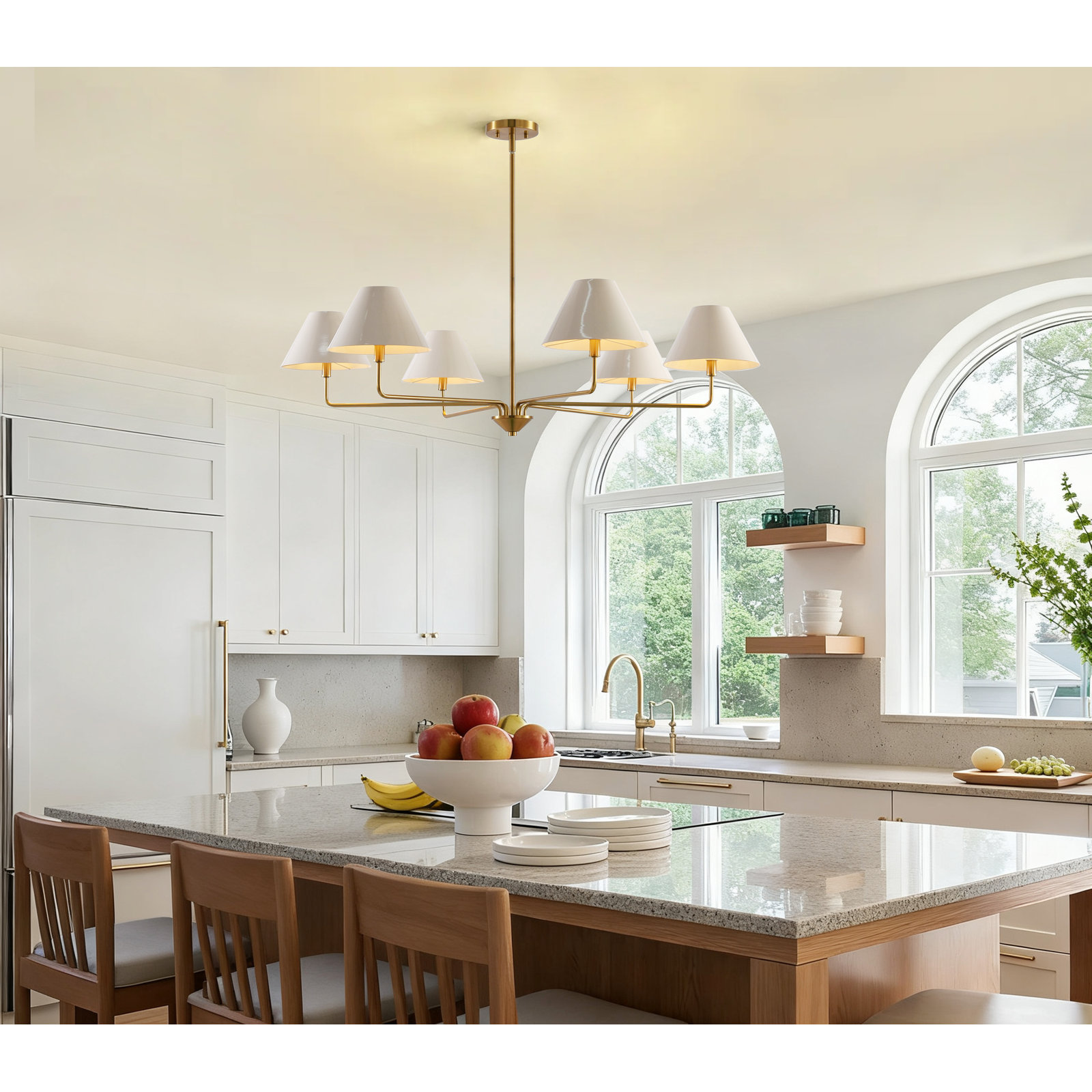  6 - Light Transitional Metal Dimmable Chandelier, Rose Gold