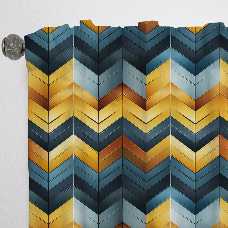 Motif à chevrons obscurcissant industriel or et bleu Fusion - 1 panneau, L 52 po x L 63 po