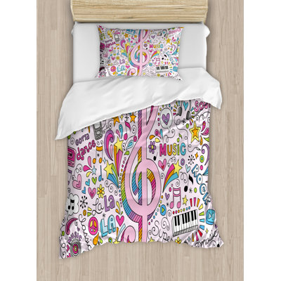 Stansbury Pink/Blue/Yellow Microfibre 350 TC Duvet Cover Set