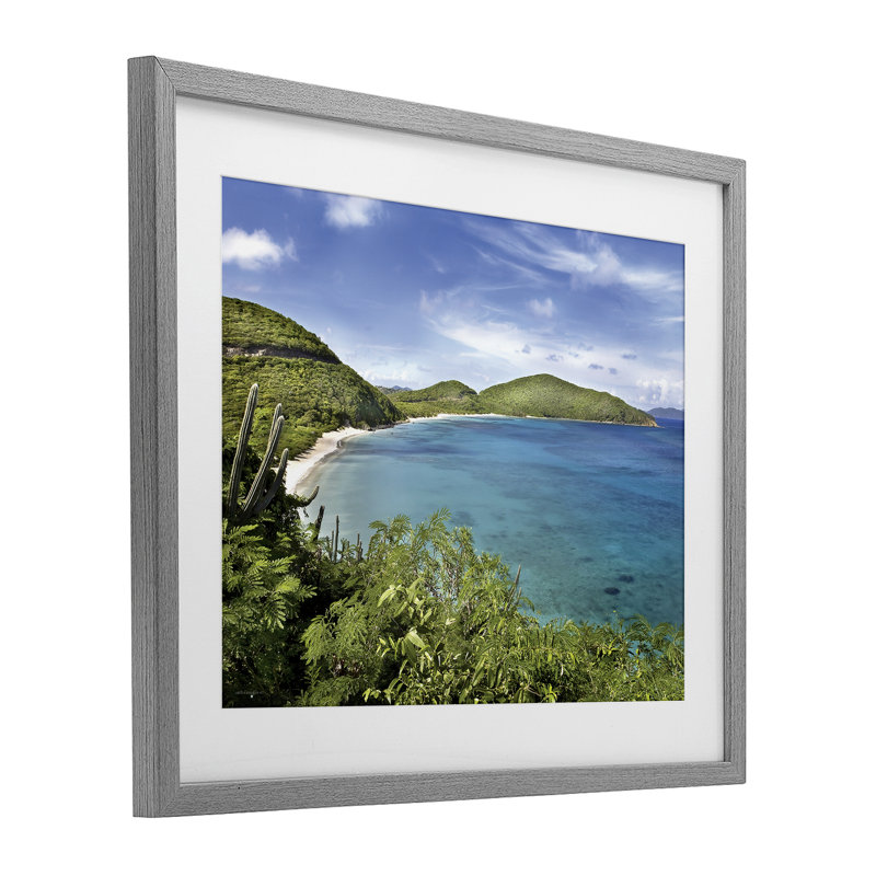 «Caribbean Overpoint Landscape», reproduction d'art sous verre encadrée par Seven Trees Design, H 13 po x l 16 po