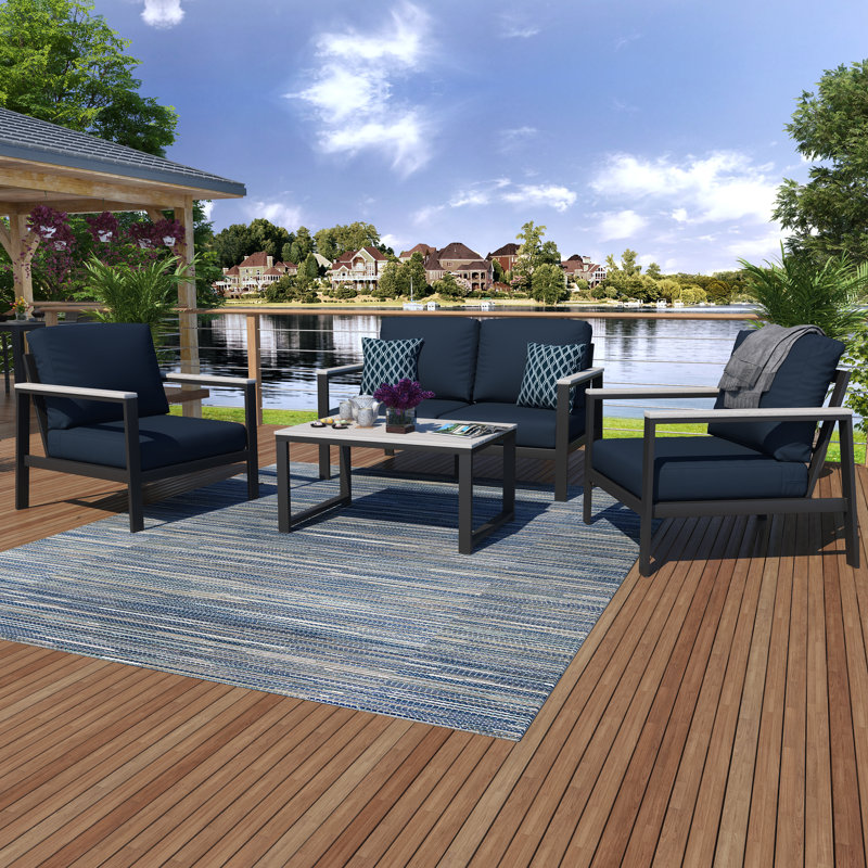 Ensemble de conversation avec canapé 5 pièces Townsend, Toile bleu marine Sunbrella®