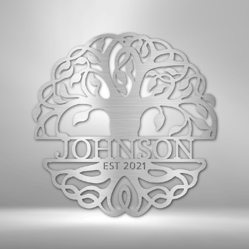 Décoration murale personnalisée en acier à monogramme, H 17 po x l 17,5 po x P 0,5 po, Argent argent, Oui