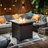 28" Propane Gas Fire Pit Table, 50000 BTU Square Steel Fire Pit