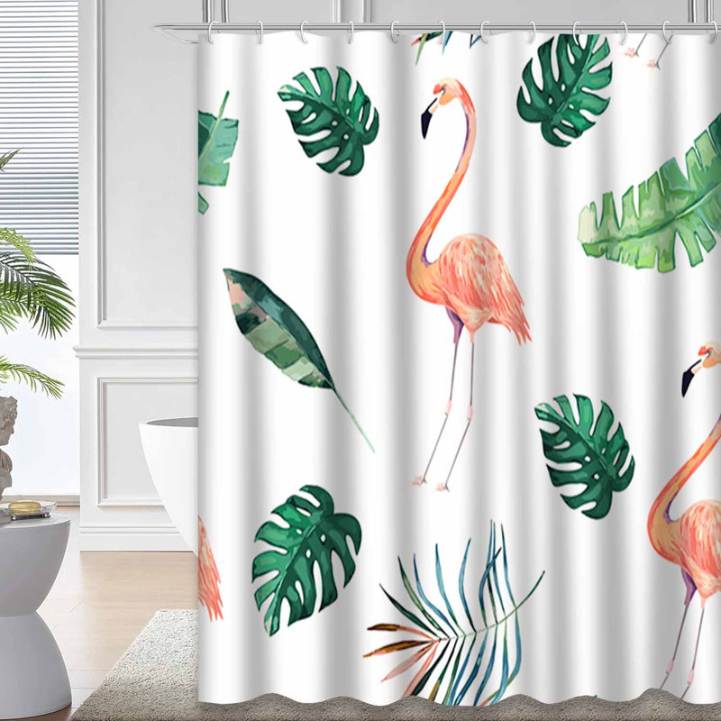 Rideau de douche imperméable aquarelle tropicale avec 12 crochets, L 72 po x l 78 po