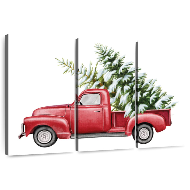 Camion de Noël rouge Lelend, H 24 po x l 38 po