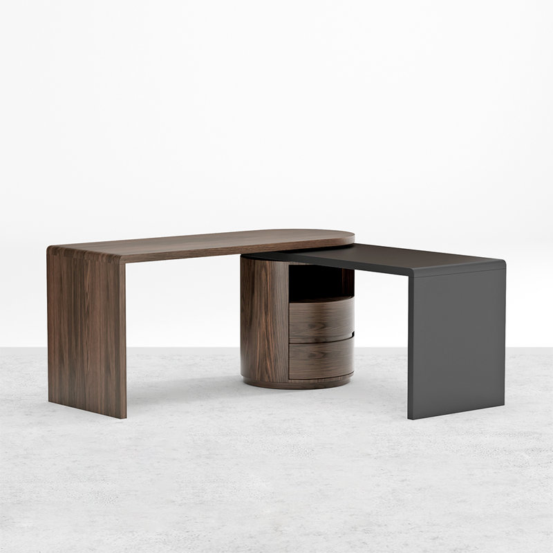 L-Shaped Solid Wood Writing Desk