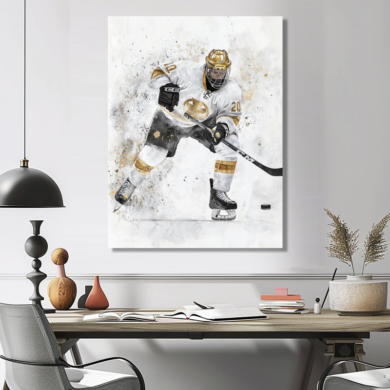 Hockey hockey sur la patinoire II, H 20 po x l 12 po
