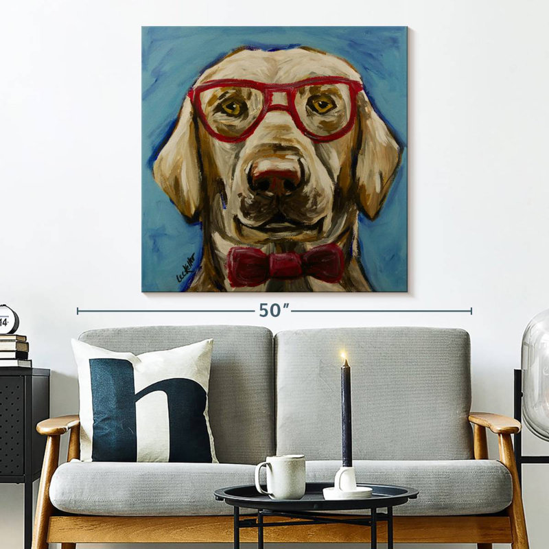 Brampt Yellow Lab With Glasses, 33" H x 33" W