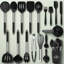 Ensemble 26 pièces d'ustensiles de cuisine en silicone avec support - ustensiles de cuisine résistants à la chaleur et non toxiques pour batterie de cuisine antiadhésive, allant au lave-vaisselle