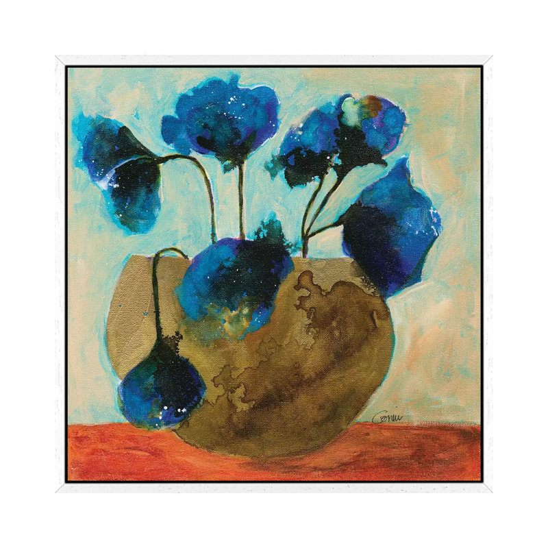 Azure For You by Connie Collum - Painting on Canvas, 66.04 cm H x 66.04 cm W, White Framed