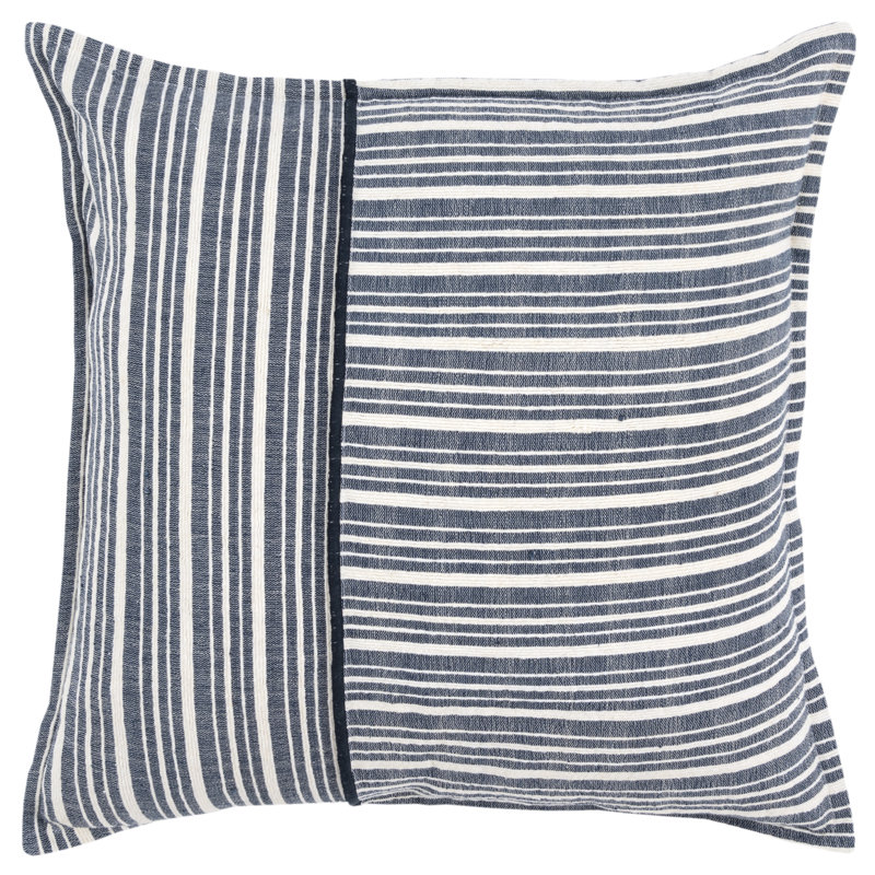 Coussin décoratif 100% coton Berthe (rembourrage en polyester), Bleu