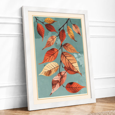 Autumn Leaves Falling Botanical - Framed Print