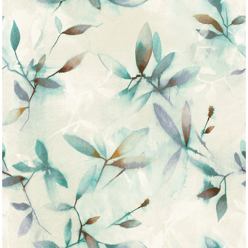 Papier peint non collé Seabrook Designs, Bleu sarcelle métallique / lavande