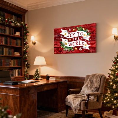 «Christmas Joy To The World», ensemble de 3 reproductions d'art sur toile