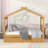 House Bed with Drawers & Wooden Frame-125376349