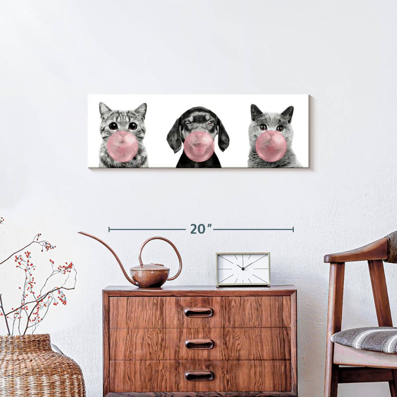 Bubble Gum, animaux de compagnie sur toile, H 8 po x l 24 po x P 1 po
