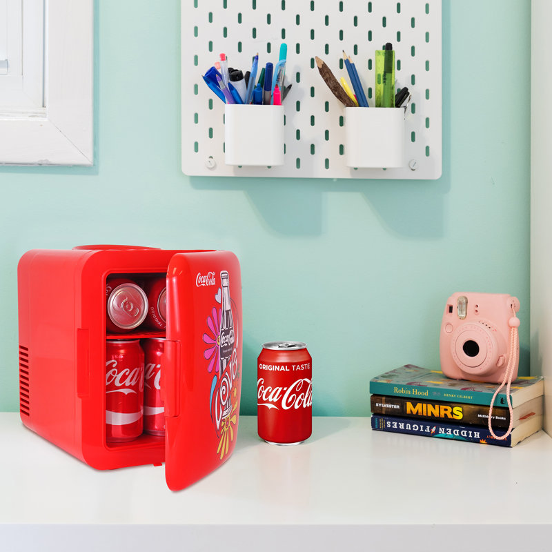 Mini réfrigérateur de comptoir 6 canettes Coca-Cola, glacière portative 4L et réchaud