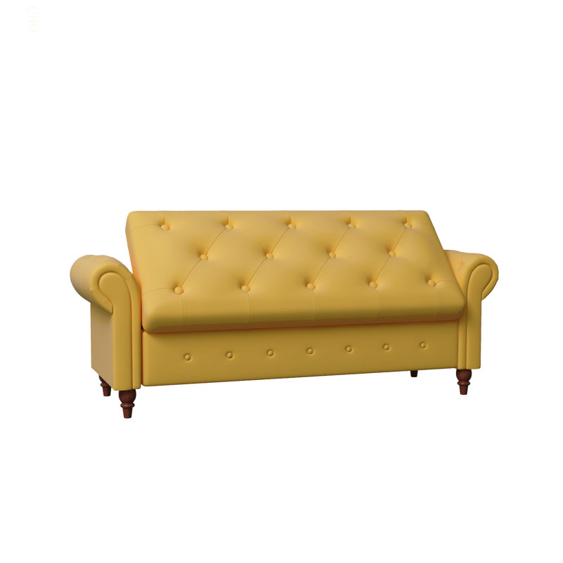 63" Bed Bench Yellow Fabric, Yellow