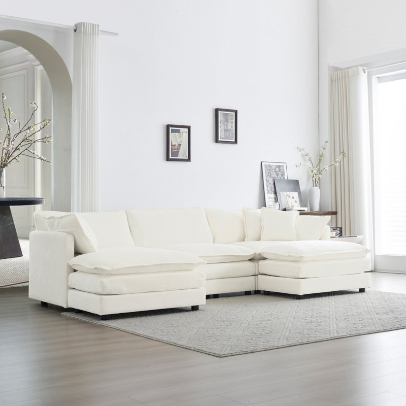  Sectional Sof Convertible Corner Couch Modern Minimalist Soft Sofa & Couch For Living Room, 33" H x 111.5" W x 35" D, 3