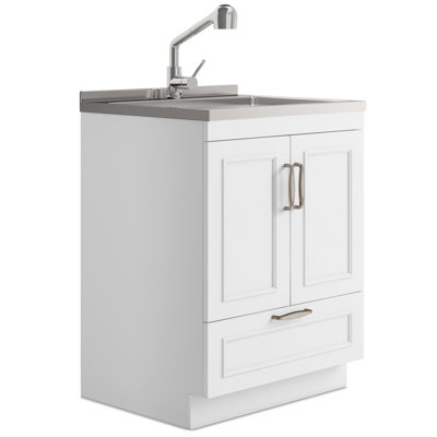 Laundry Cabinet with Faucet and Stainless Steel Sink