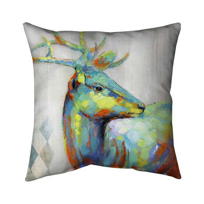 Abstract color spotted deer - 16"x16" Throw pillow cover - Poly twill - Print on demand