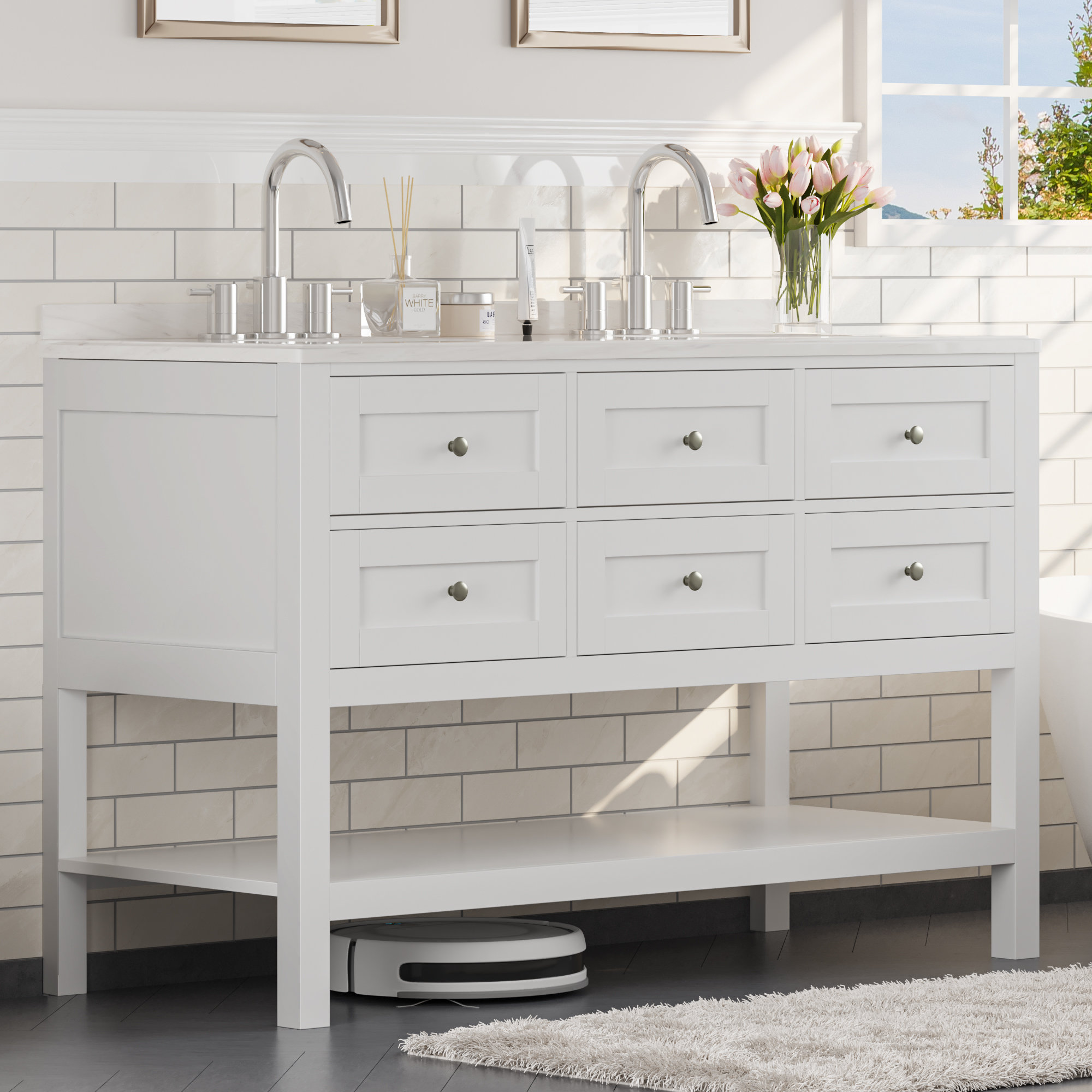 Lark Manor Armanti Amonta 59.1" W Double Bathroom Vanity with Vanity ...