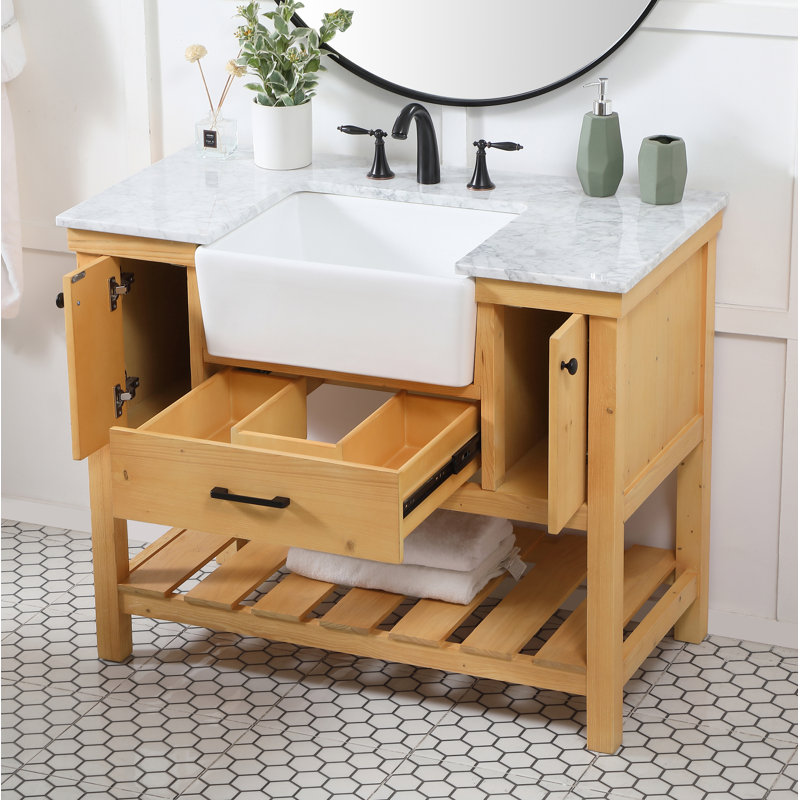 Ensemble de meuble-lavabo simple 42 po Pelaghia, Bois naturel