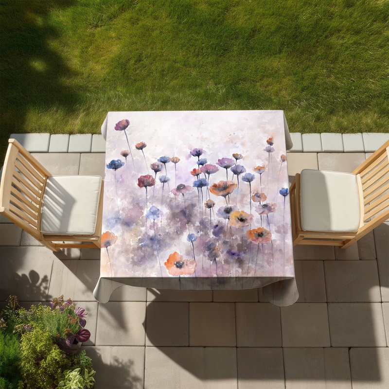 Small Wildflowers Orange Tablecloth | Indoor Outdoor Decor