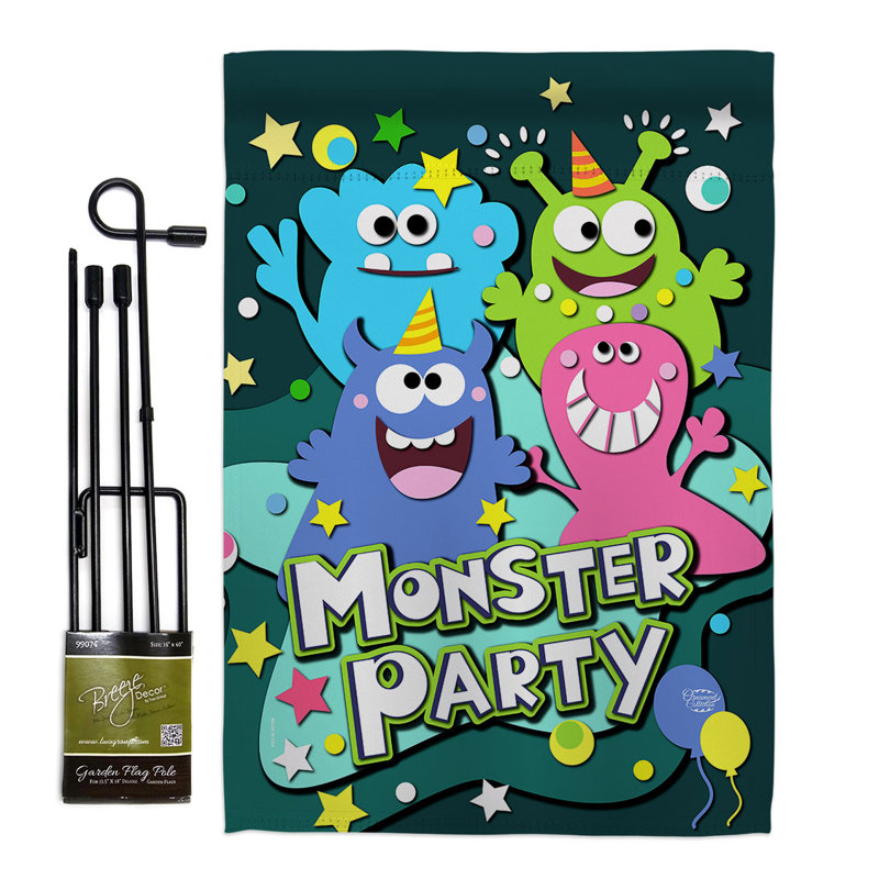 Ensemble de drapeaux en polyester 19 x 13 po Monster Party