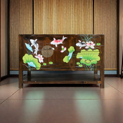 New Chinese Camphor Wood Hand-painted Shoe Stool 6 Pair Shoe Storage Cabinet