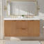 Meuble-lavabo double 47,24 pouces avec comptoir en bois massif, armoire en MDF, portes à fermeture en douceur, tiroirs divisés, meuble-lavabo mural moderne