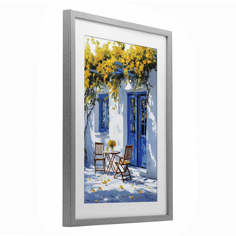 «Sunlit Af après-midi», reproduction encadrée sous verre, design par Raymond Powers, H 23 po x l 17 po, Cadre de ferme gris