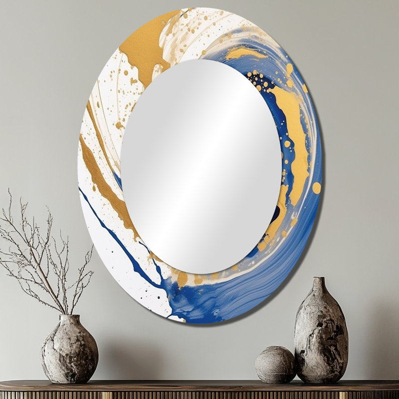Lunaire - Miroir abstrait en métal, 40 po x 30 po
