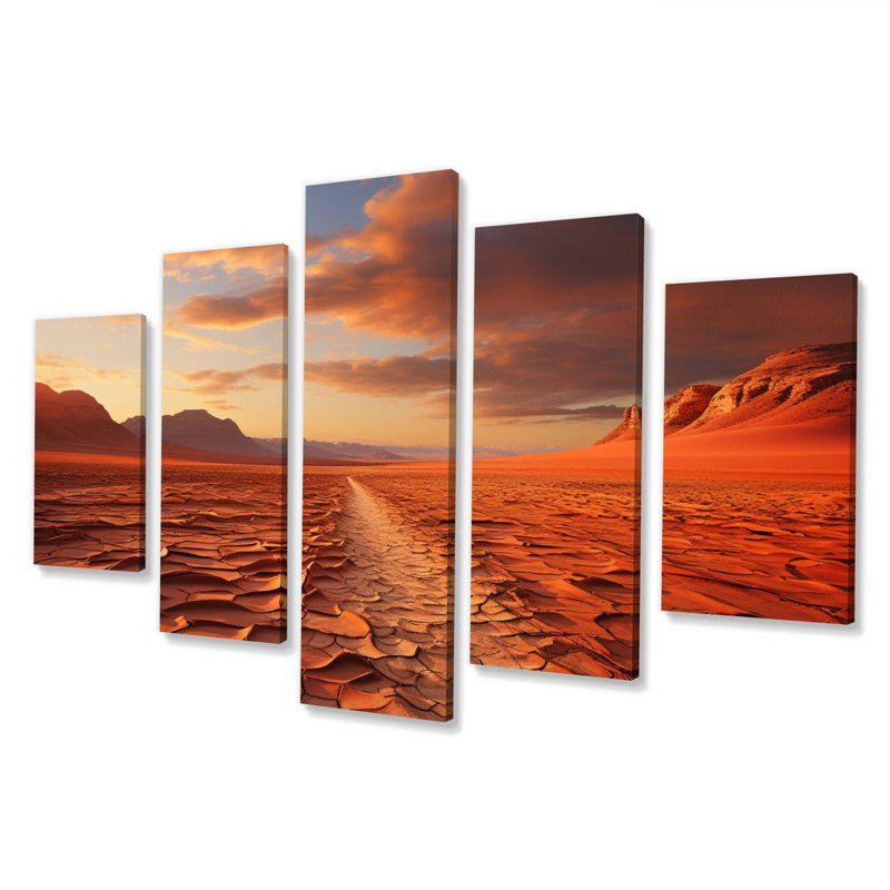 «Scenic Landscape Desert Mirage II», art mural sur toile, 5 panneaux