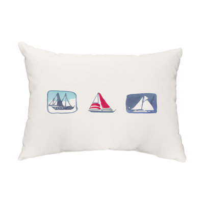 Boat Trio Outdoor Reversible Throw Pillow