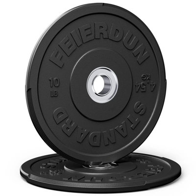 Feierdun BP1 Olympic Bumper Weight Plate (2″) 10LBS SET– High-density Pure Rubber Olympic Plate For Strength Training, Barbell, Crossfit & Home Gym