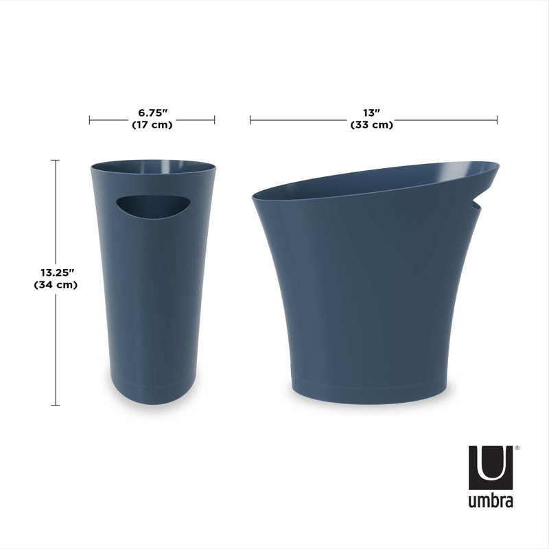 Denim Blue Slim Plastic Oval Waste Basket - 2 Gallons