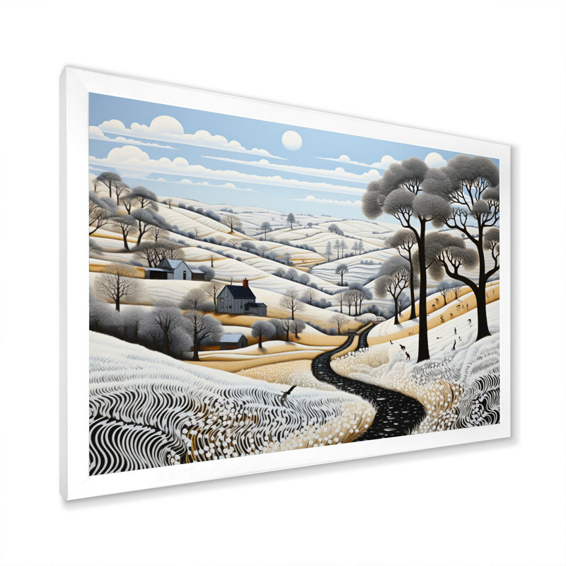 Récolte monochrome d'hiver Maricio - impression, Cadre simple blanc, H 30 po x l 40 po x P 1,5 po