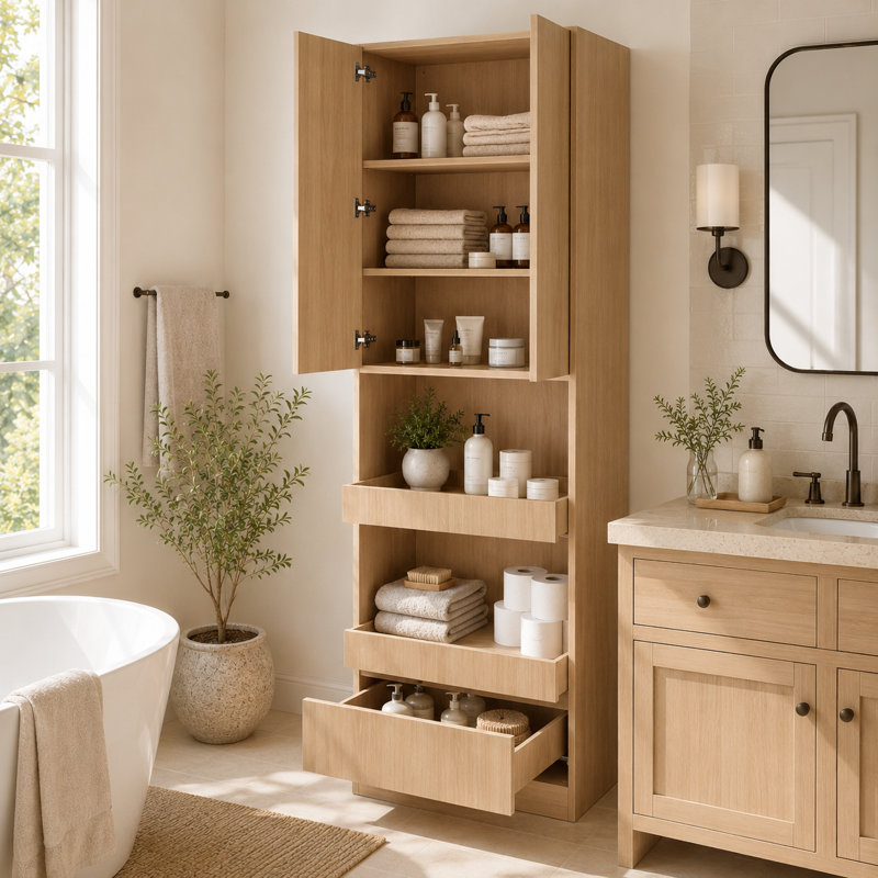 Forsman Bathroom Cabinet With Open Shelf & Drawer