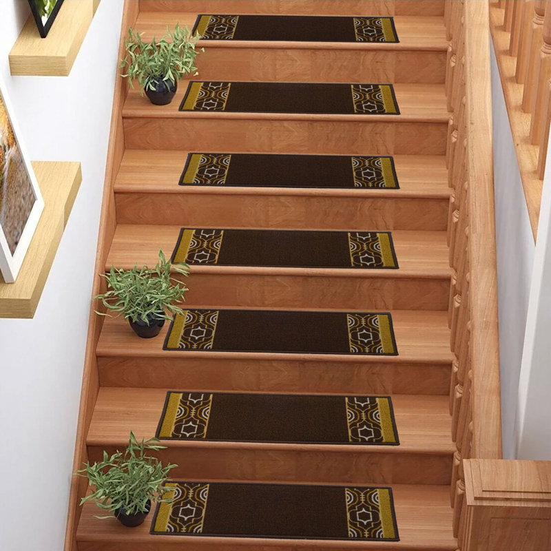 Tapis d'escalier marocain sur mesure, Brun, Rectangle 10 po x 2 pi 1 po