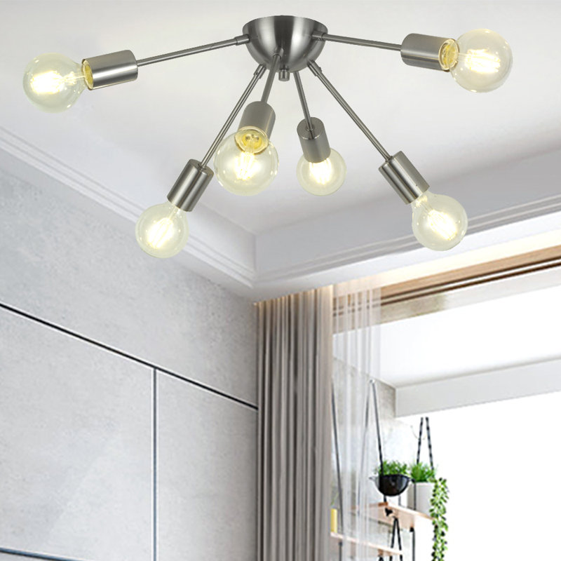 Rollins Semi Flush Mount, Brushed Nickel