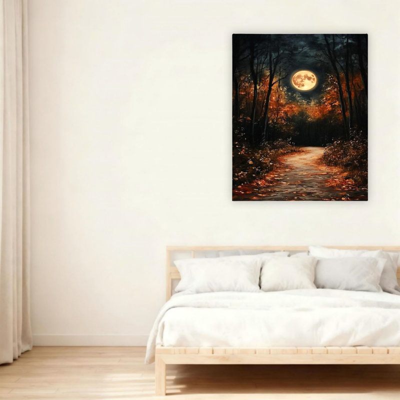 Moonlit Forest Path Unframed Canvas Wall Art  24" X 36"