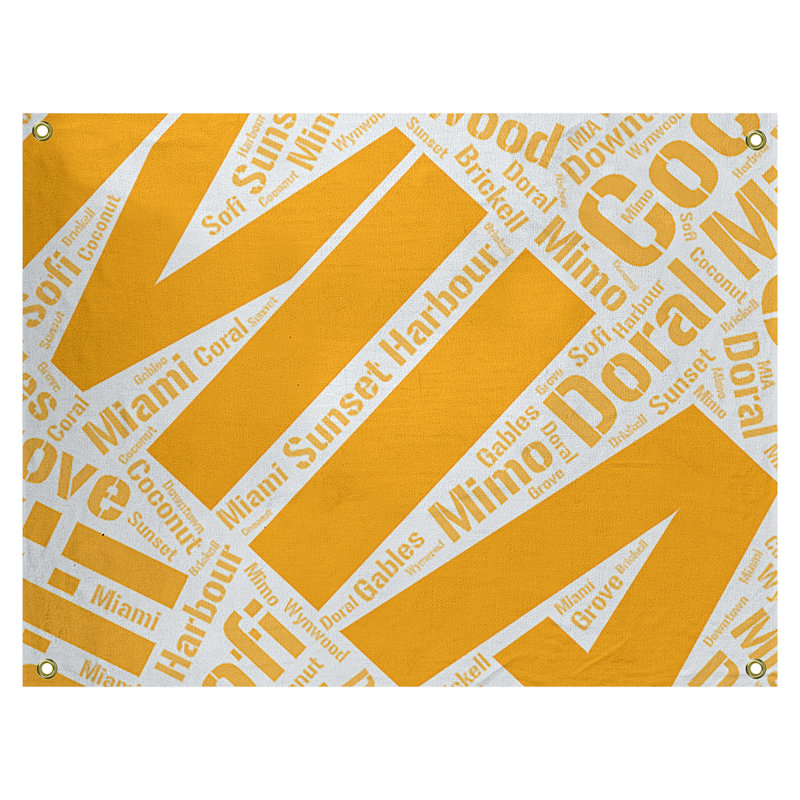 Tapisserie de polyester districts, art word, Miami, H 26 po x l 36 po, Orange