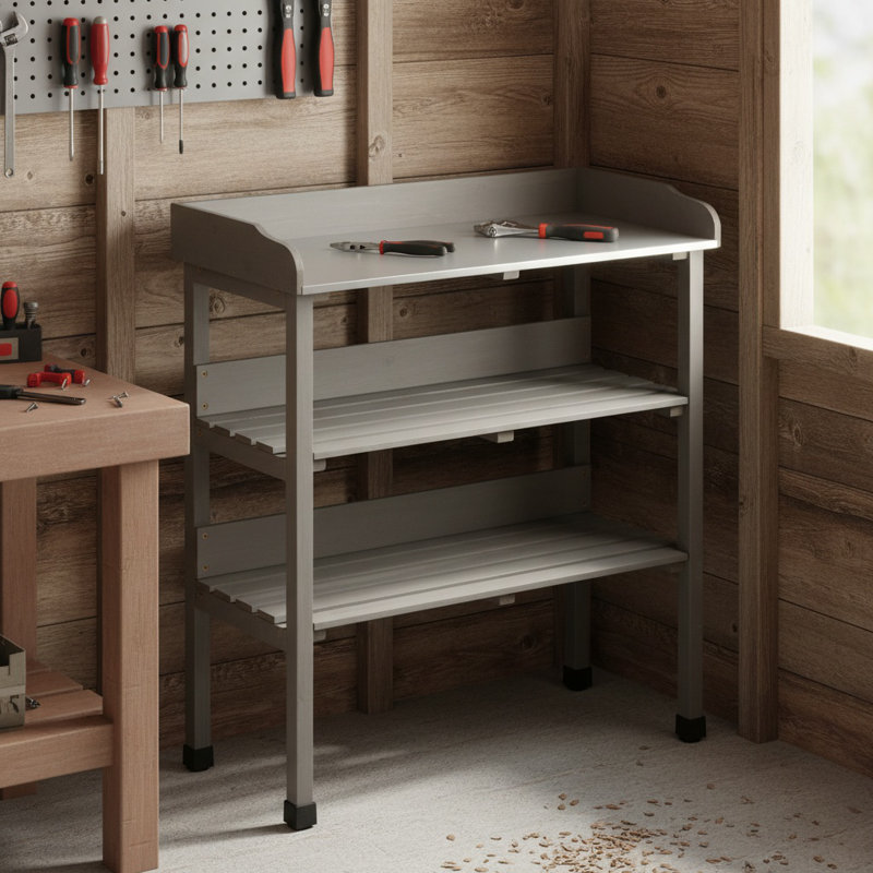 Table de travail en bois, Gris