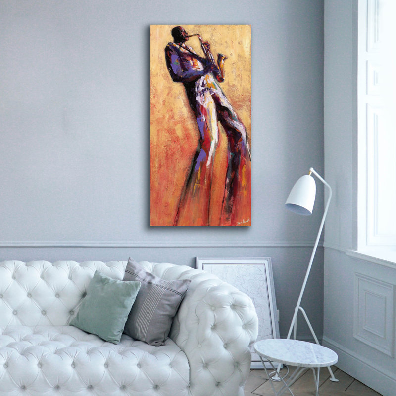«Sax Solo» par Monica Stewart, H 60 po x l 30 po x P 1,5 po