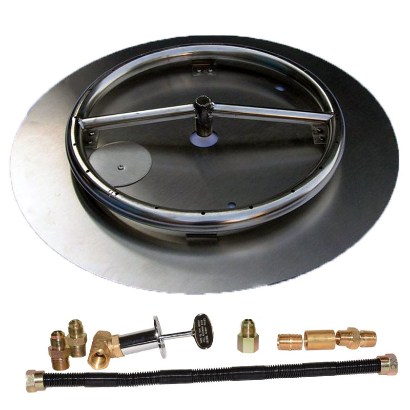 Ensemble de poêle à brûler en acier inoxydable et anneau de luxe pour propane liquide, 18 po