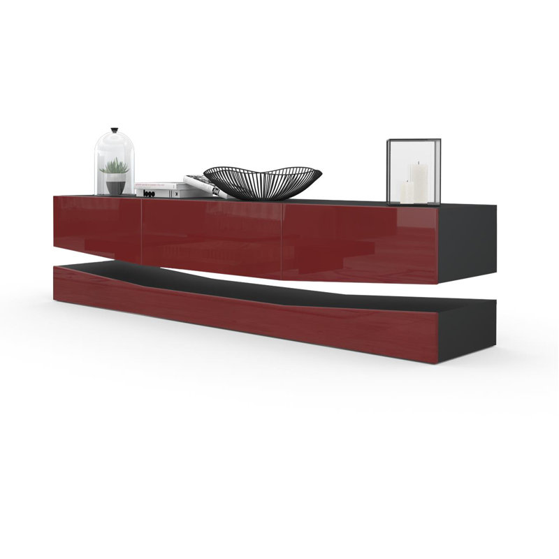 Allegro TV Stand for TVs up to 78", No, Black (Matt)/Burgundy (Glossy)