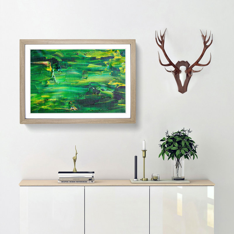 Abstract Art Painting Vol.337 by S.Johnson - Picture Frame Painting Print, 62cm H x 87cm W x 2cm D, Oak Framed