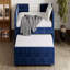 Lit de jour gigogne rembourré, lit simple et 3 tiroirs de rangement, canapé-lit en tissu de chenille pour chambre d'amis, salon, cadre de lit de jour moderne peu encombrant, aucun sommier nécessaire-1611773076